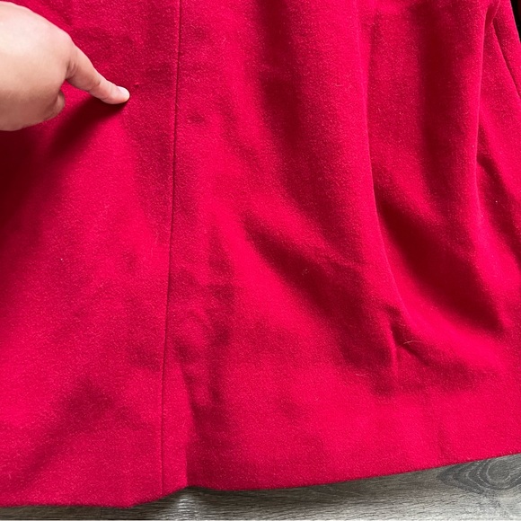 Jones New York Wool Blend Vibrant Red Full-Zip Lined Pea Coat Women's size 12 - Picture 7 of 9